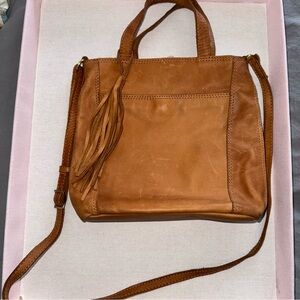 Margot Leather Crossbody Tote Bag Camel
